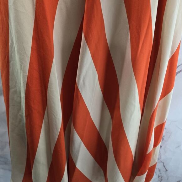 Mare Ware Skirt Womens XS Orange Stripe Midi Circle Diagonal 50s Long Isla - Picture 6 of 12